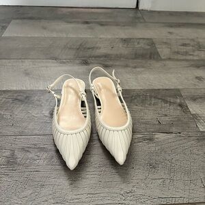 Nine West Pointed Toe Sling‑Back Flats | White